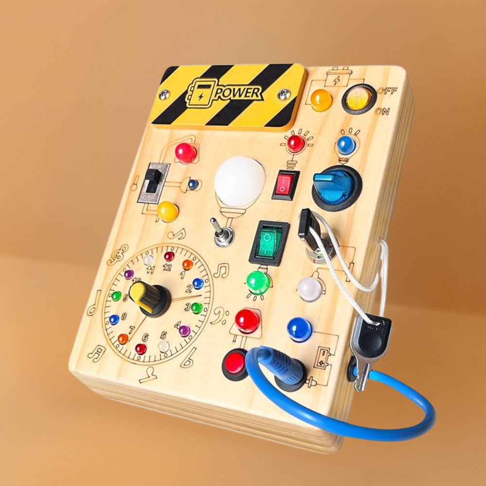 Busy Board Montessori Wooden Toddler LED Sensory Toy