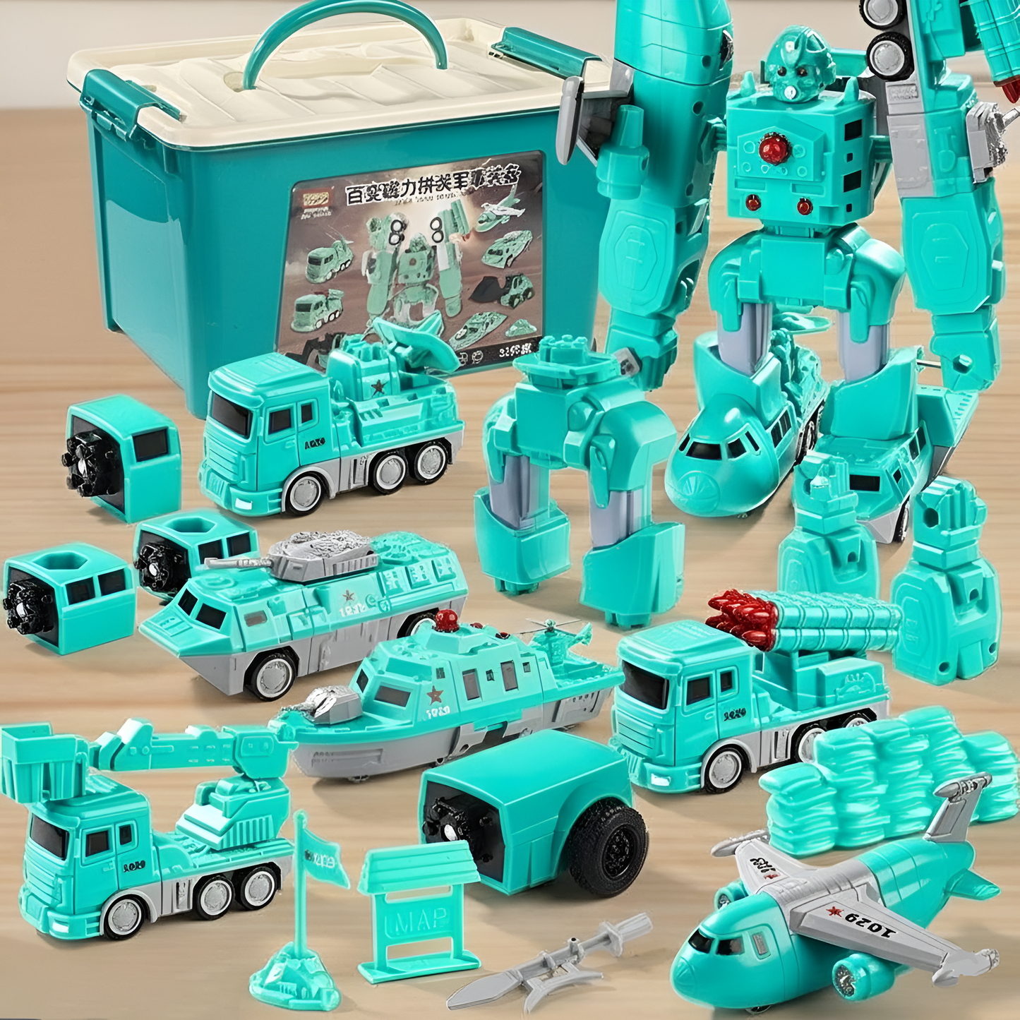 Magnetic Building Blocks Transforming Robot Toy Set