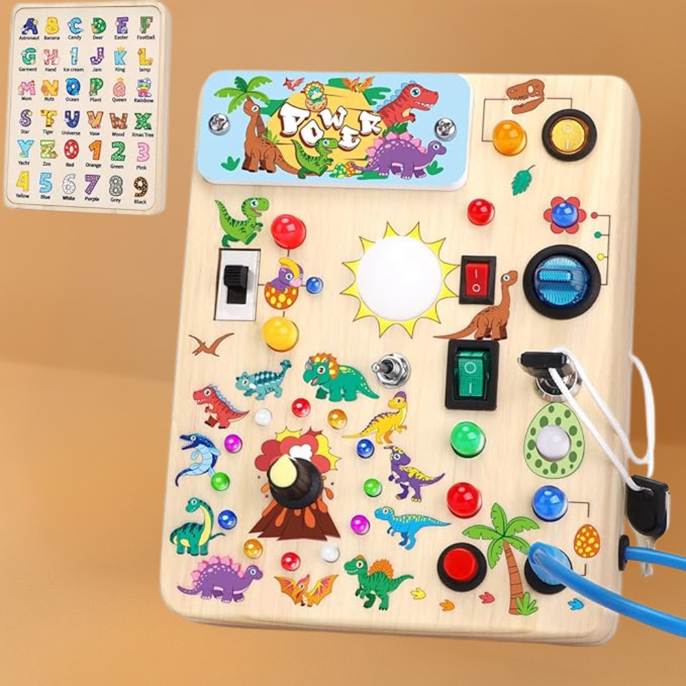 Busy Board Montessori Wooden Toddler LED Sensory Toy