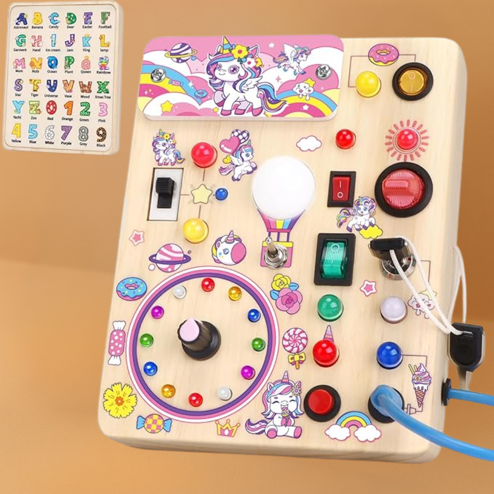 Busy Board Montessori Wooden Toddler LED Sensory Toy