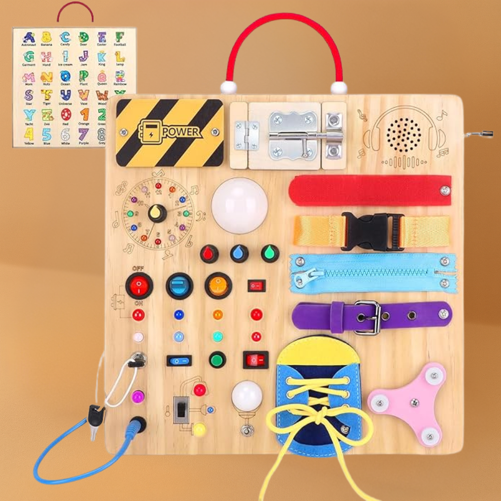 Busy Board Montessori Wooden Toddler LED Sensory Toy