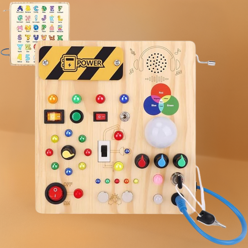 Busy Board Montessori Wooden Toddler LED Sensory Toy
