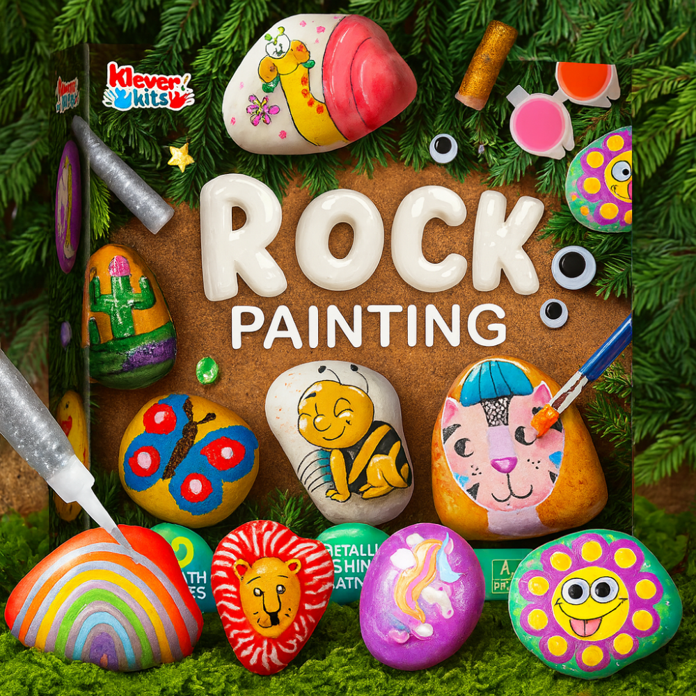 Rock Painting Kit Glow Dark Kids Craft Set DIY Art Supplies