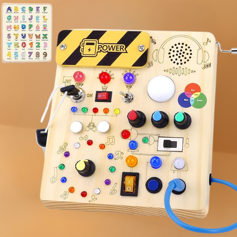 Busy Board Montessori Wooden Toddler LED Sensory Toy
