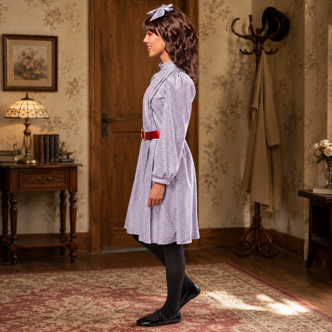 Halloween Costume Plaid Dress Hair Bow Party Outfit