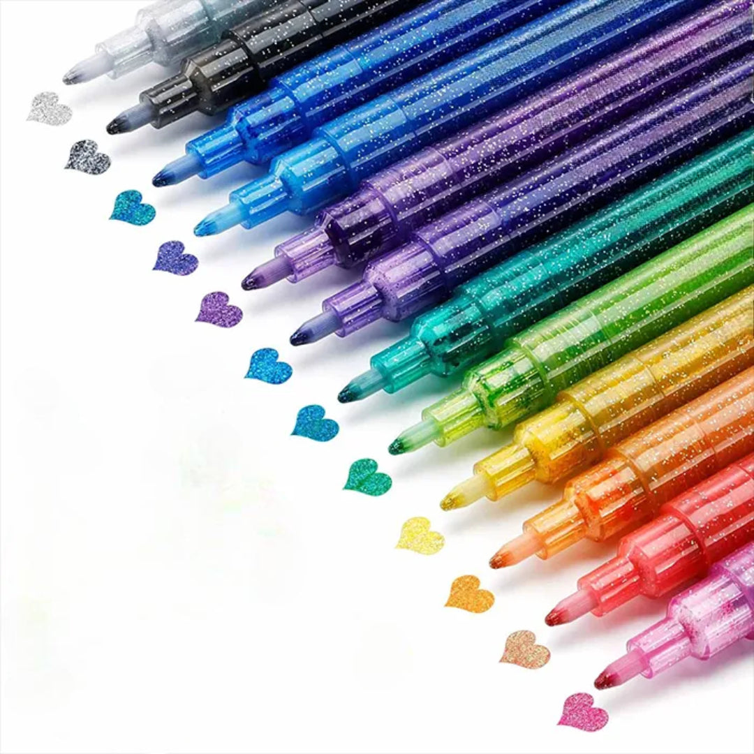 Art Supplies Glitter Markers Coloring Craft Pen Set