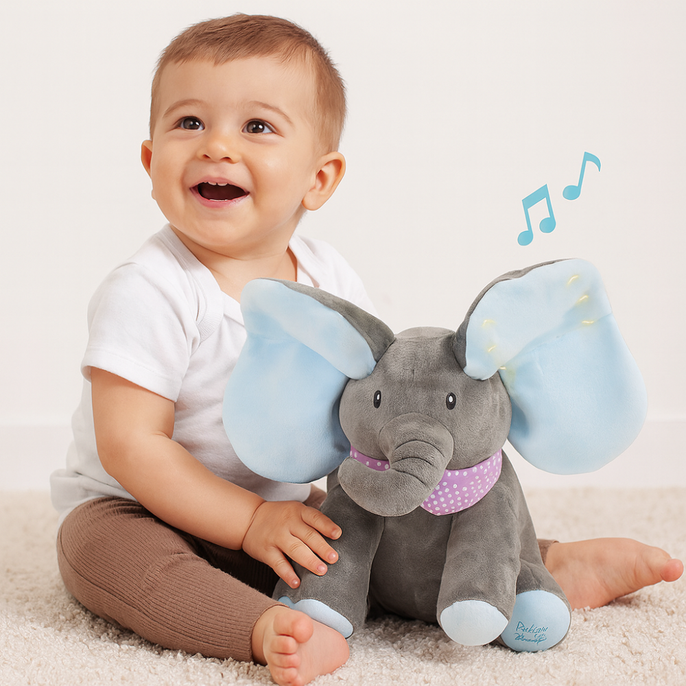 Baby Toys Elephant Plush Interactive Musical Peek Boo Tummy Time