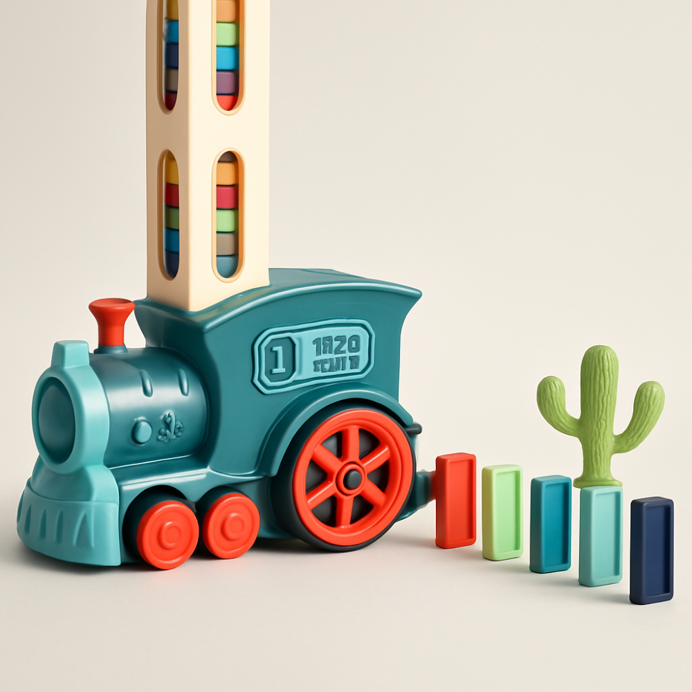 Domino Train Toy Kids Automatic Placement Building Track Set Game