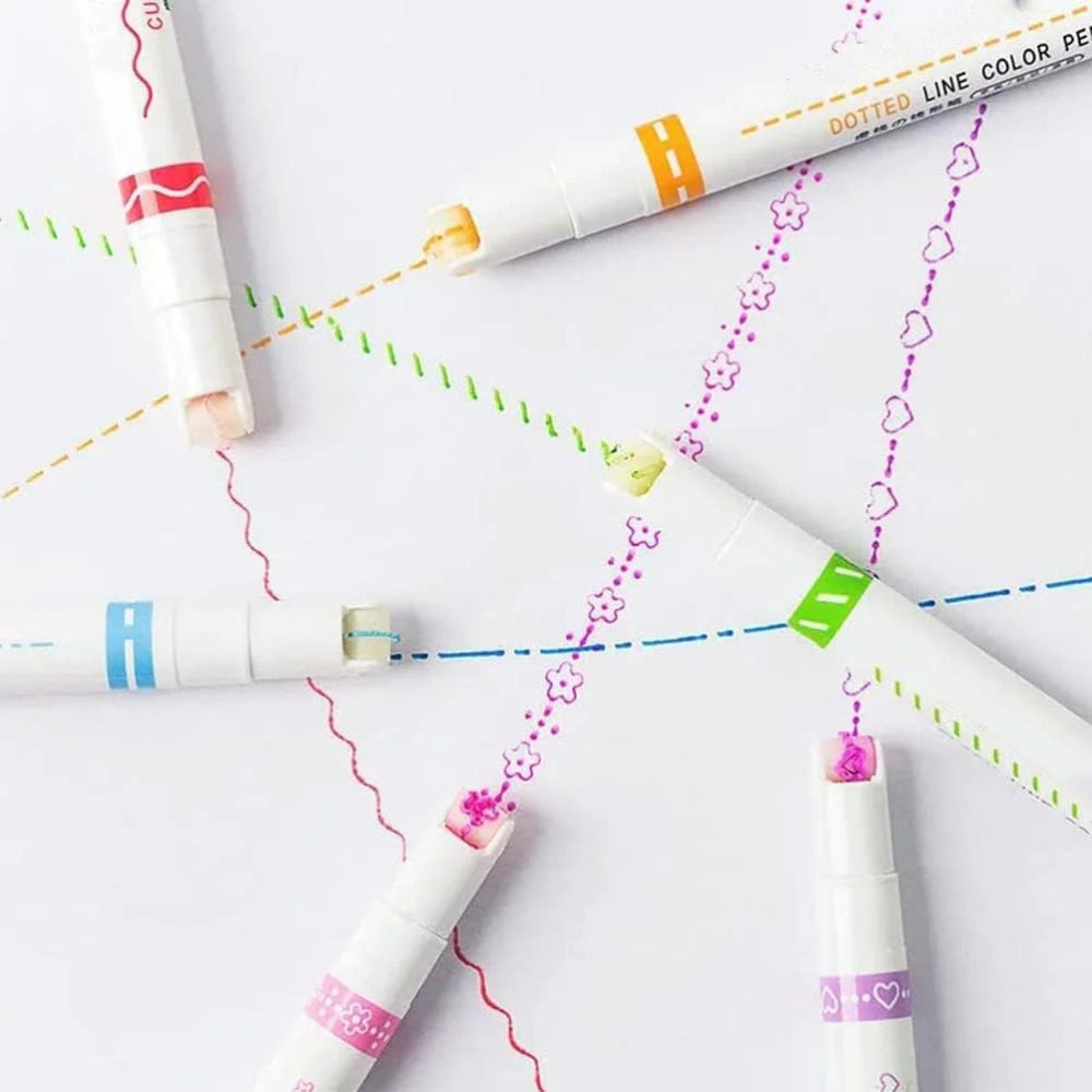 Dual Tip Highlighters Wavy Line Marker Set