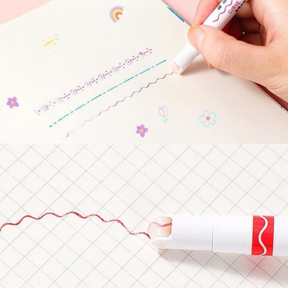 Dual Tip Highlighters Wavy Line Marker Set