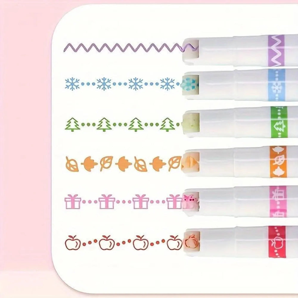 Dual Tip Highlighters Wavy Line Marker Set