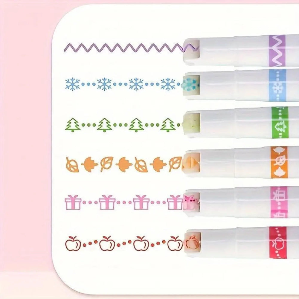 Dual Tip Highlighters Wavy Line Marker Set