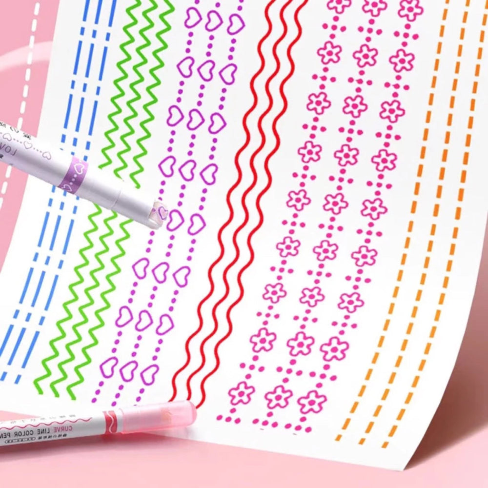 Dual Tip Highlighters Wavy Line Marker Set