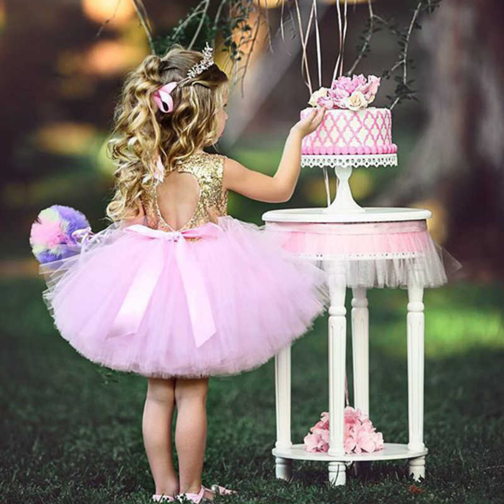 Girls Tulle Party Dress Sequin Top Bow Back