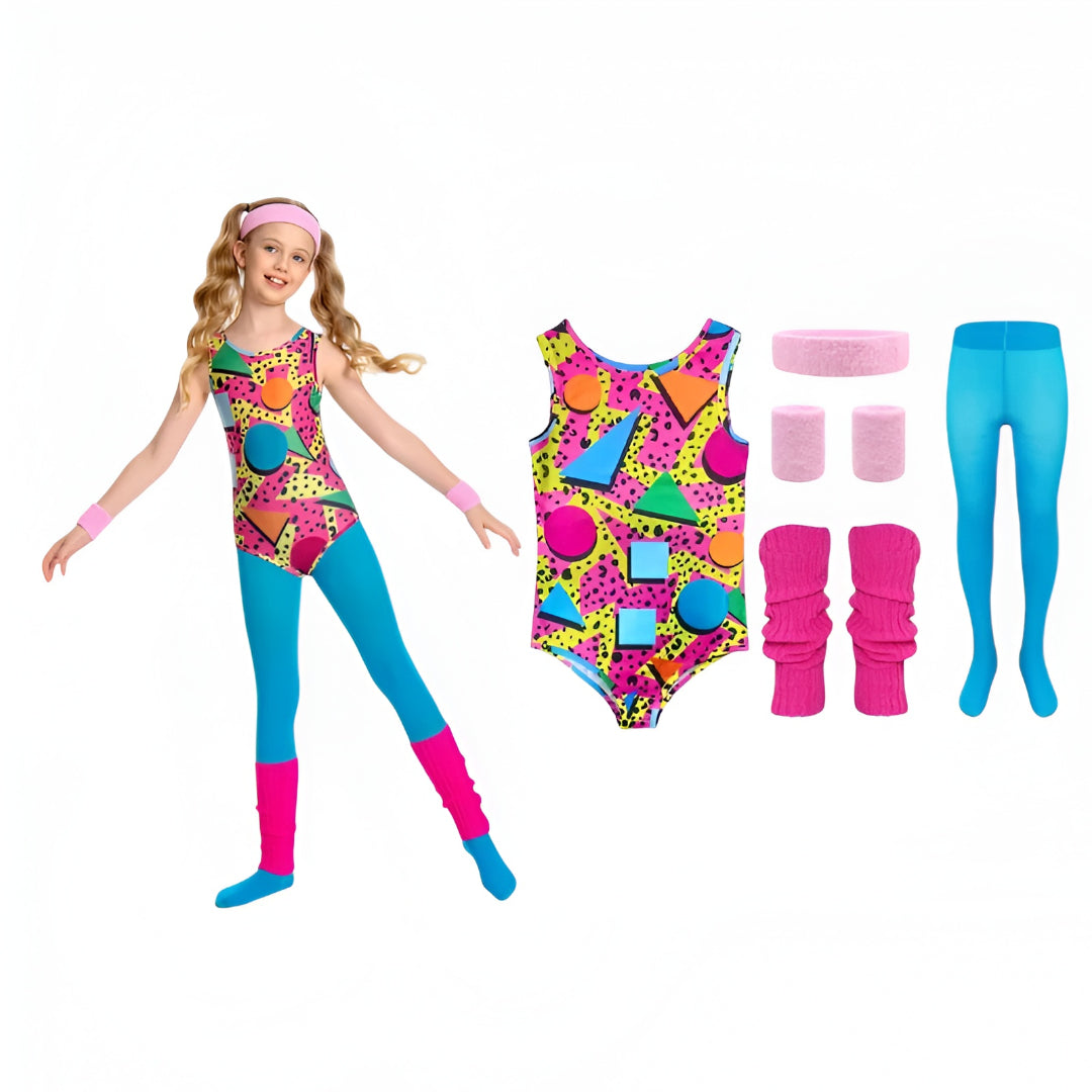 Halloween Costume Retro Fitness Cosplay Jumpsuit 80s Costume