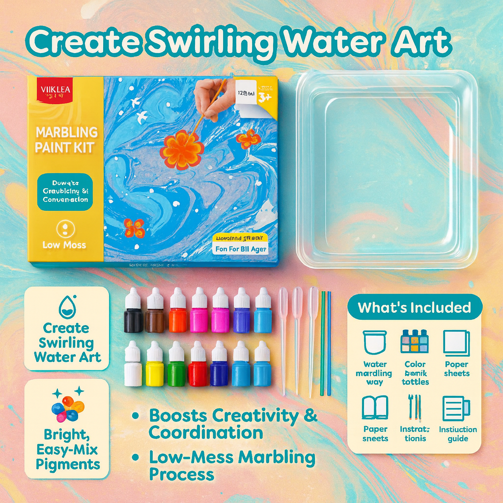 Kids Paint Set Water Marbling Art Kit
