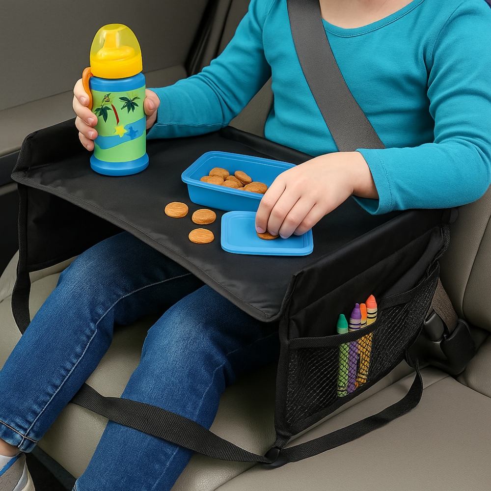 Kids Travel Activity Tray Car Seat Storage Pockets