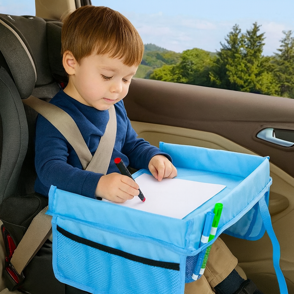 Kids Travel Activity Tray Car Seat Storage Pockets