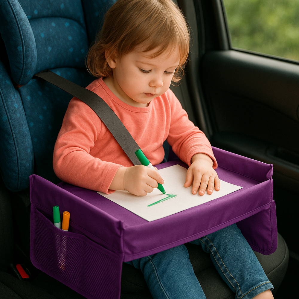 Kids Travel Activity Tray Car Seat Storage Pockets