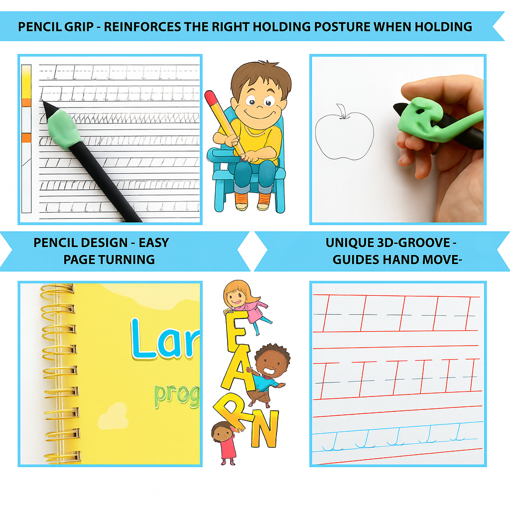 Kids Workbook Writing Copybook Drawing Math Set