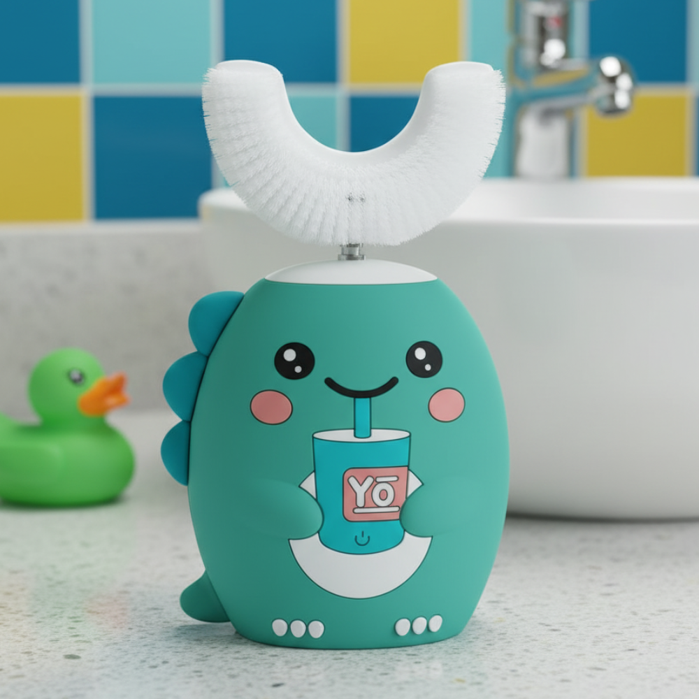 Kids Electric Dinosaur Toothbrush U Shape Rechargeable Set