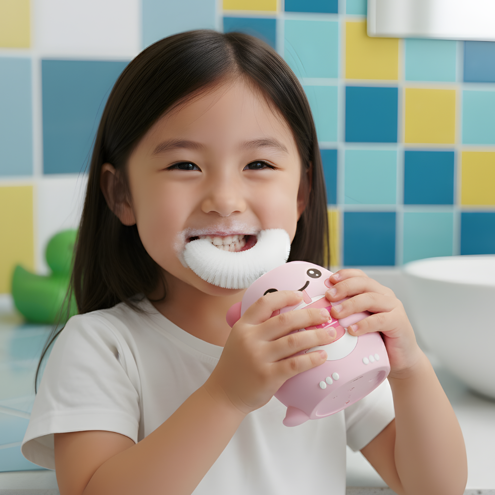 Kids Electric Dinosaur Toothbrush U Shape Rechargeable Set