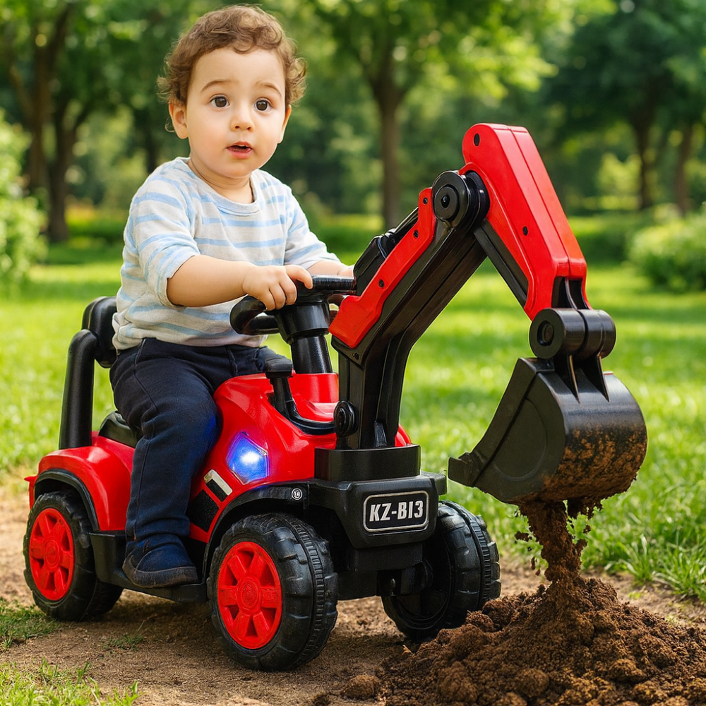 Kids Ride On Excavator Toy Digger Seat Steering Wheel Car