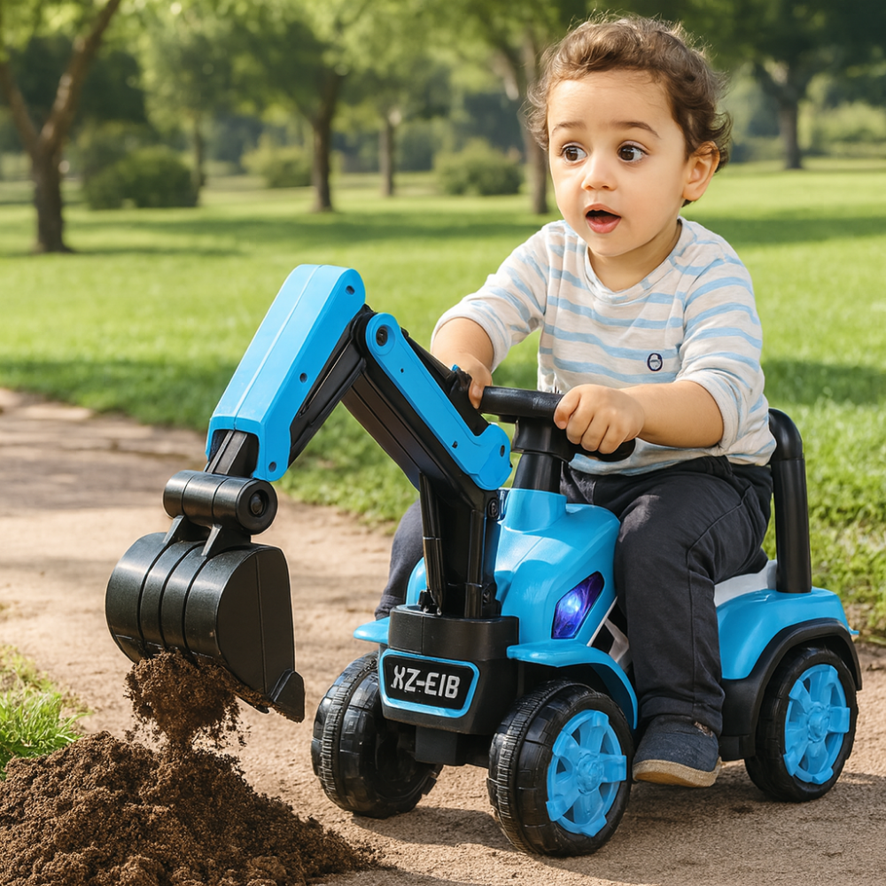 Kids Ride On Excavator Toy Digger Seat Steering Wheel Car