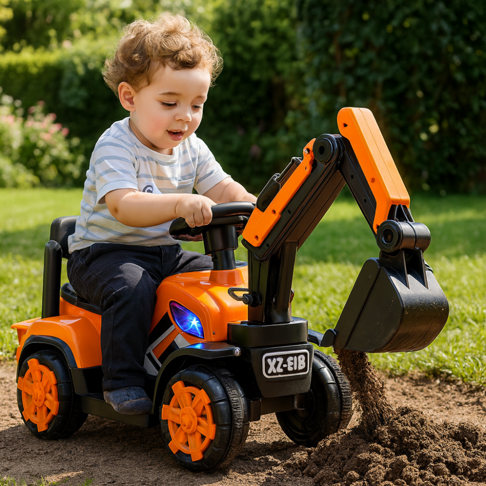 Kids Ride On Excavator Toy Digger Seat Steering Wheel Car
