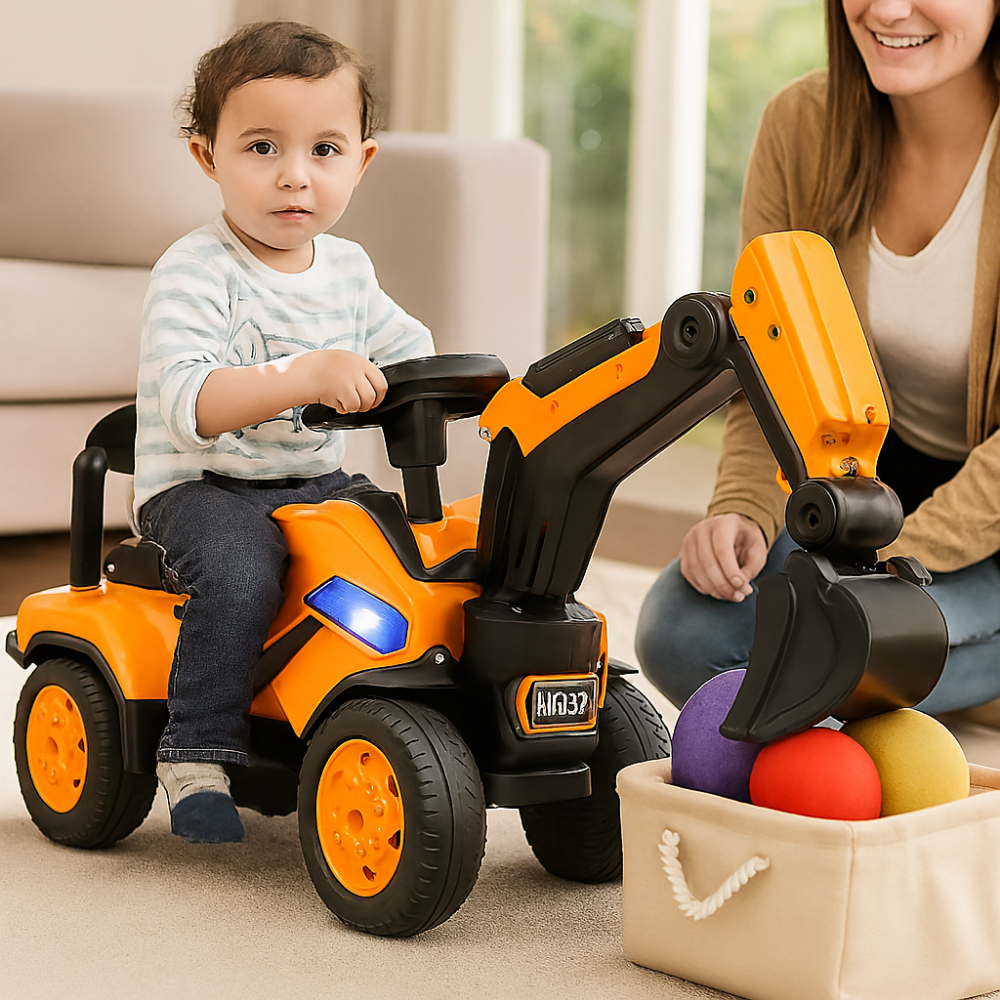 Kids Ride On Excavator Toy Digger Seat Steering Wheel Car