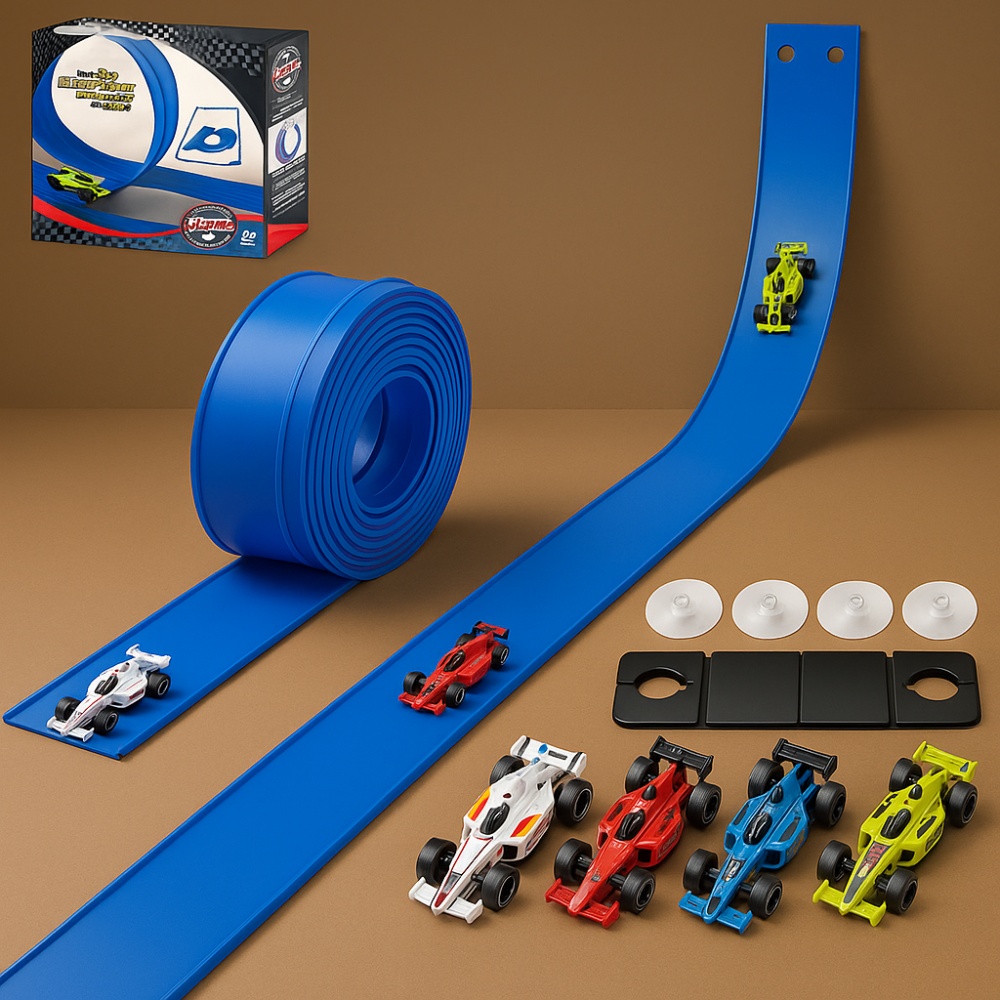 Kids Toys Flexible Race Track Car Set Portable Roll Up Compatible