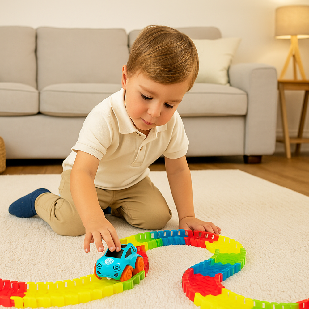Kids Toys Race Track Car Set Flexible Loop Stunt Racing Game