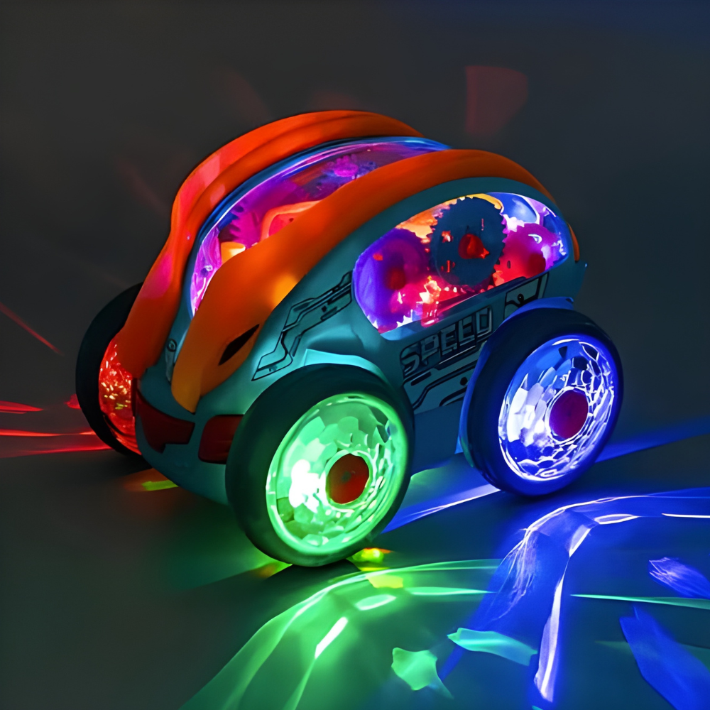 LED Car Toy Kids 360 Spin Musical Lights Gear Action