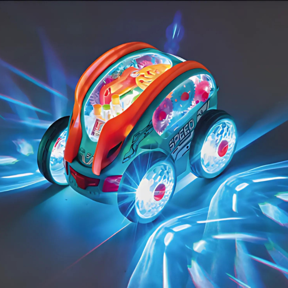 LED Car Toy Kids 360 Spin Musical Lights Gear Action