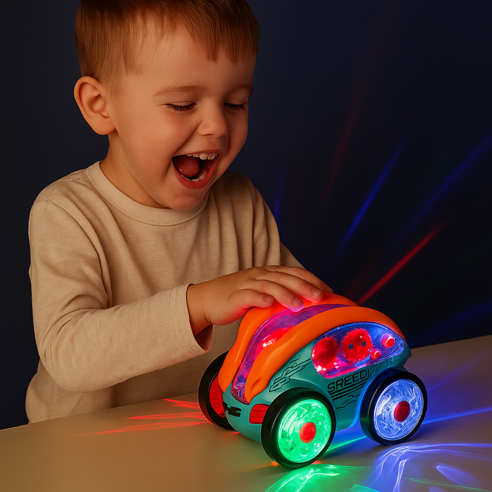 LED Car Toy Kids 360 Spin Musical Lights Gear Action