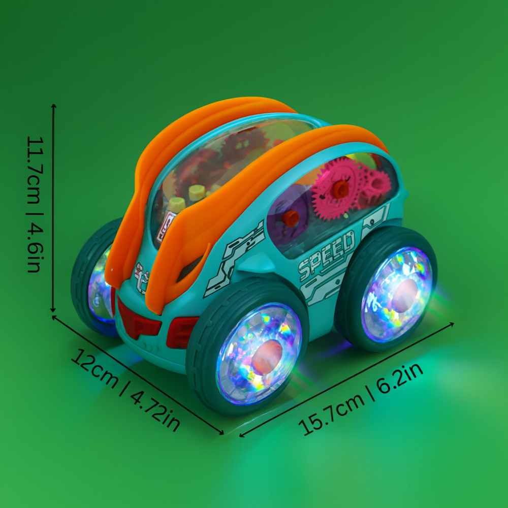 LED Car Toy Kids 360 Spin Musical Lights Gear Action