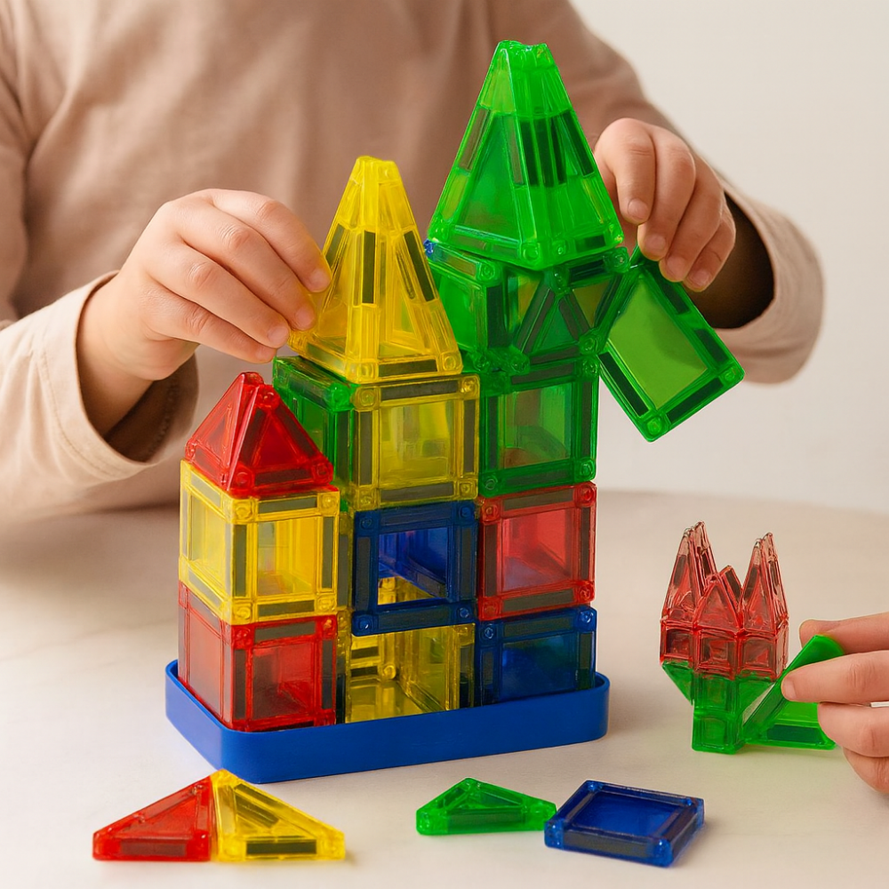 Magnetic Building Tiles Mini Travel Set Kids Educational Toy Blocks