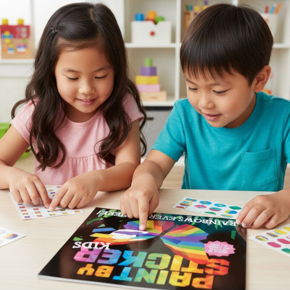 Paint by Stickers Book Kids Rainbow Art Activity Kit