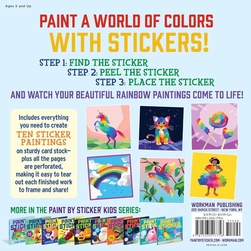 Paint by Stickers Book Kids Rainbow Art Activity Kit