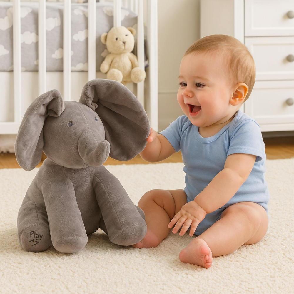 Plush Elephant Toy Soft Animated Singing Peekaboo Baby Gift
