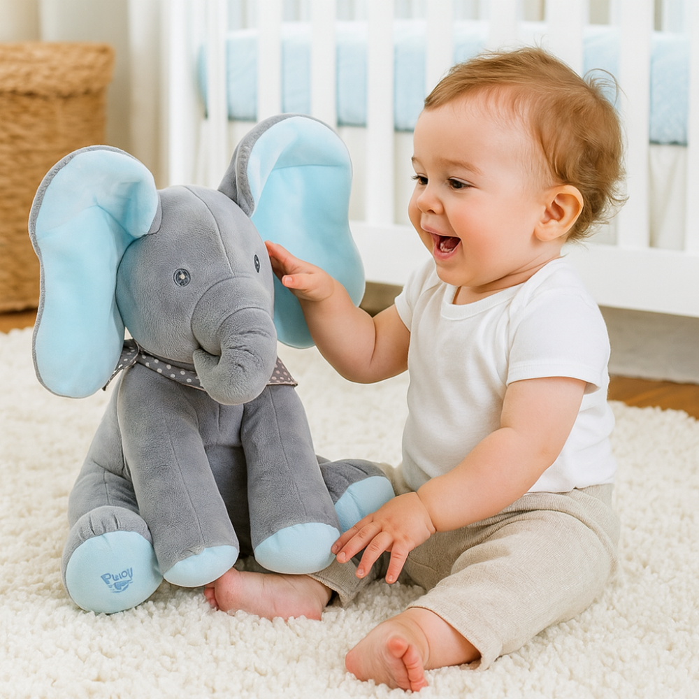Plush Elephant Toy Soft Animated Singing Peekaboo Baby Gift