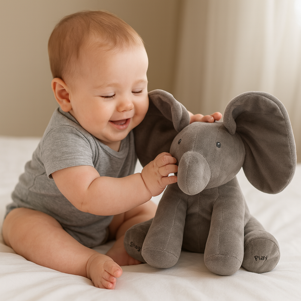Plush Elephant Toy Soft Animated Singing Peekaboo Baby Gift