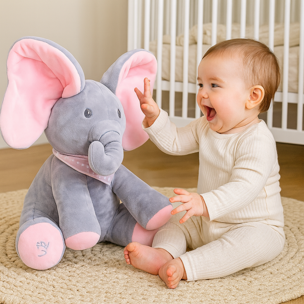 Plush Elephant Toy Soft Animated Singing Peekaboo Baby Gift