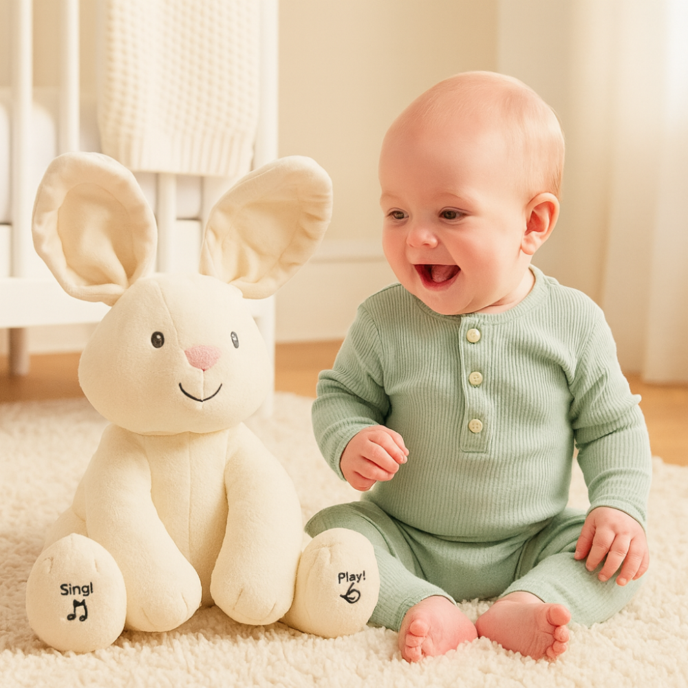 Plush Elephant Toy Soft Animated Singing Peekaboo Baby Gift