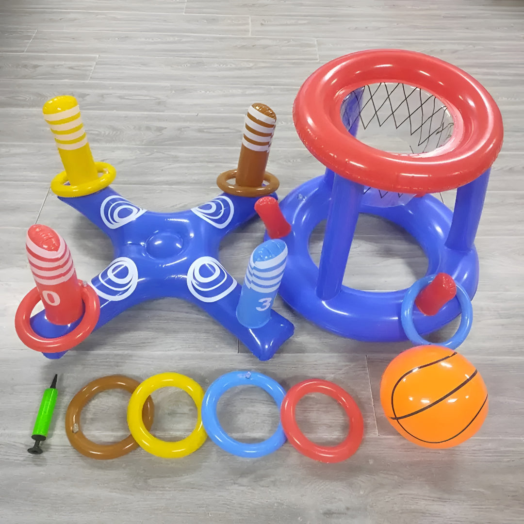 Pool Basketball Hoop Inflatable Floating Game Toy Set