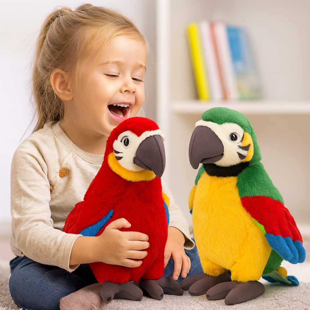 Talking Parrot Toy Kids Repeat Plush Interactive Educational