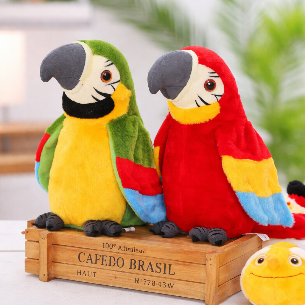 Talking Parrot Toy Kids Repeat Plush Interactive Educational