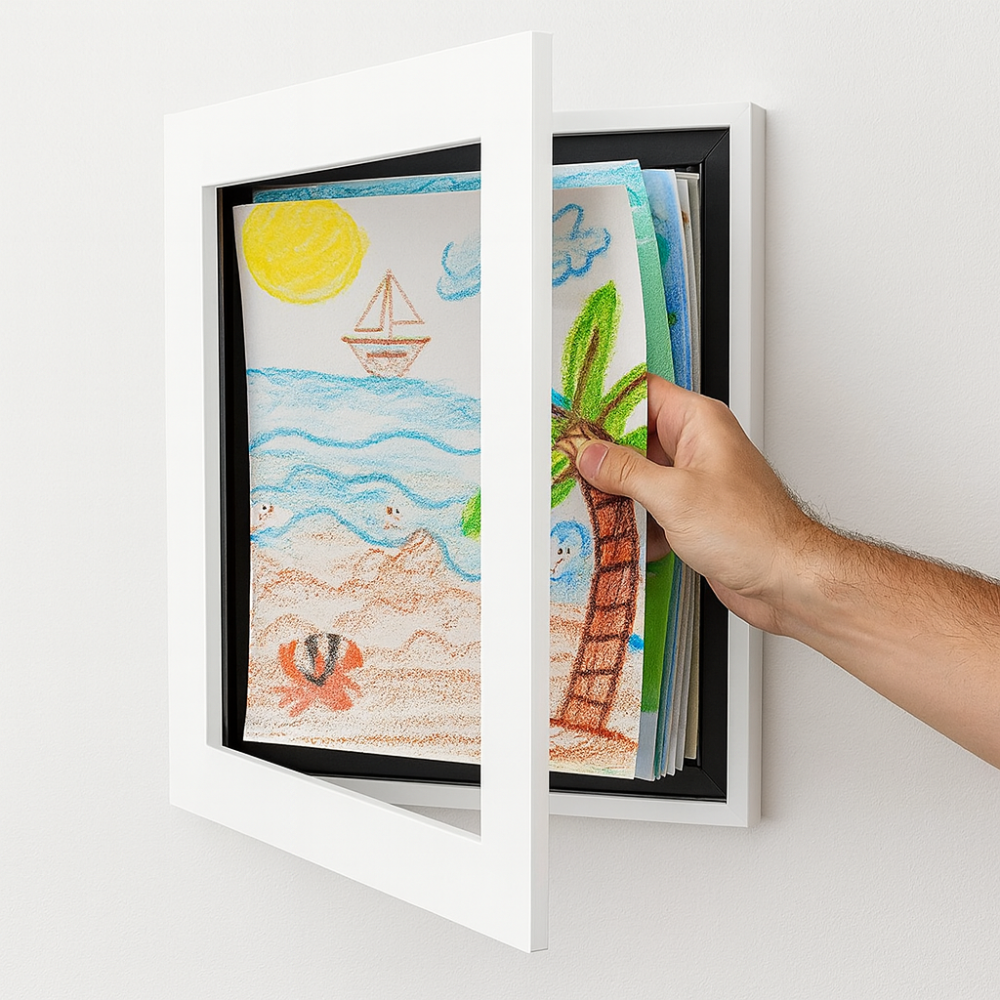 Wall Art Storage Frame Kids Drawings Photo Display