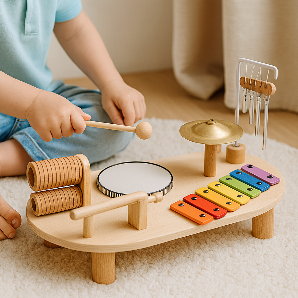 Wooden Musical Toy Set Toddlers Xylophone Rhythm Instruments
