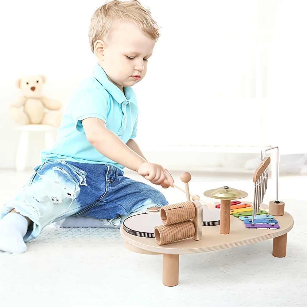 Wooden Musical Toy Set Toddlers Xylophone Rhythm Instruments
